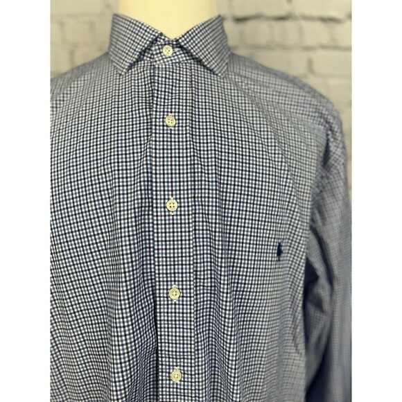 Polo Ralph Lauren Men XLT Long Sleeve Button Up Shirt Blue,White Tattersall - Picture 4 of 7